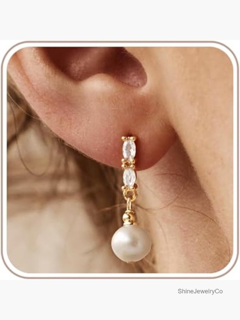 Gold Huggie Earrings with Freshwater Pearl Drop